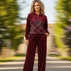 Βελούδινο Αθλητικό Σετ με Καρέ Pattern & Ζεστή Υφή - " Urban Velvet '' - LO