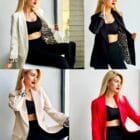 Oversized Σακάκι με Λεοπάρ Twist , κουμπί , Λεοπάρ φόδρα , φαρδίά γραμμή - ΄΄ Wild Lining΄΄ - LO