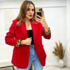 Oversized Σακάκι με Λεοπάρ Twist , κουμπί , Λεοπάρ φόδρα , φαρδίά γραμμή - ΄΄ Wild Lining΄΄ - LO