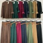 Βελούδινη Αρμονία Σετ με Στυλ και Ελευθερία , άνετη μπλούζα , παντελόνι , ζώνη & κολιέ - ΄΄Soft Lines΄΄ - LO