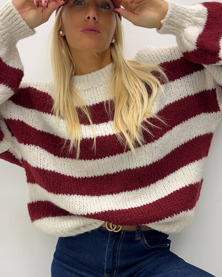 Ρίγες Χρωματικής Τόλμης : Το Πουλόβερ που Ξυπνάει τη Διάθεση - " Color Block Chunky Pullover "- AD