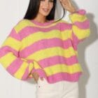 Ρίγες Χρωματικής Τόλμης : Το Πουλόβερ που Ξυπνάει τη Διάθεση - " Color Block Chunky Pullover "- AD