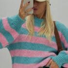 Ρίγες Χρωματικής Τόλμης : Το Πουλόβερ που Ξυπνάει τη Διάθεση - " Color Block Chunky Pullover "- AD