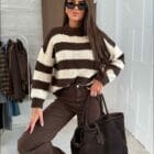 Ρίγες Χρωματικής Τόλμης : Το Πουλόβερ που Ξυπνάει τη Διάθεση - " Color Block Chunky Pullover "- AD