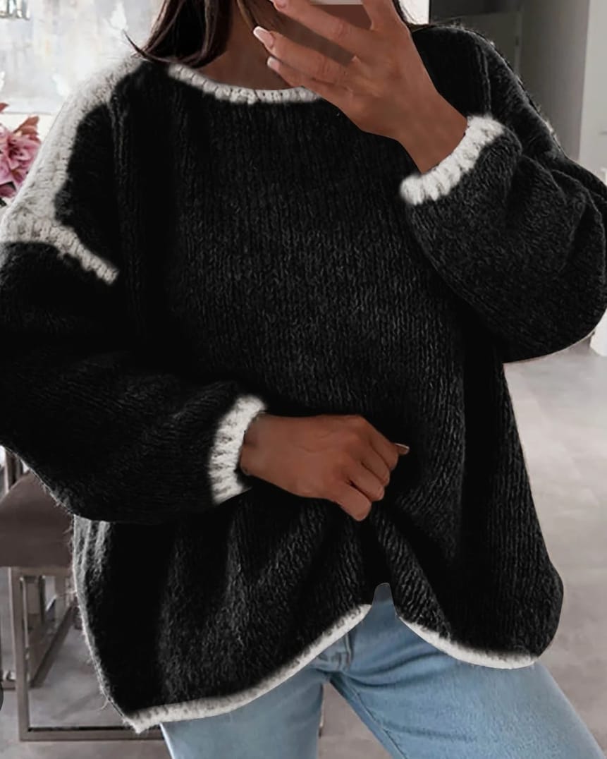 Casual Πουλόβερ με Γραμμικά Στοιχεία - "Modern Lines Pullover with Bold Stripes" - AD