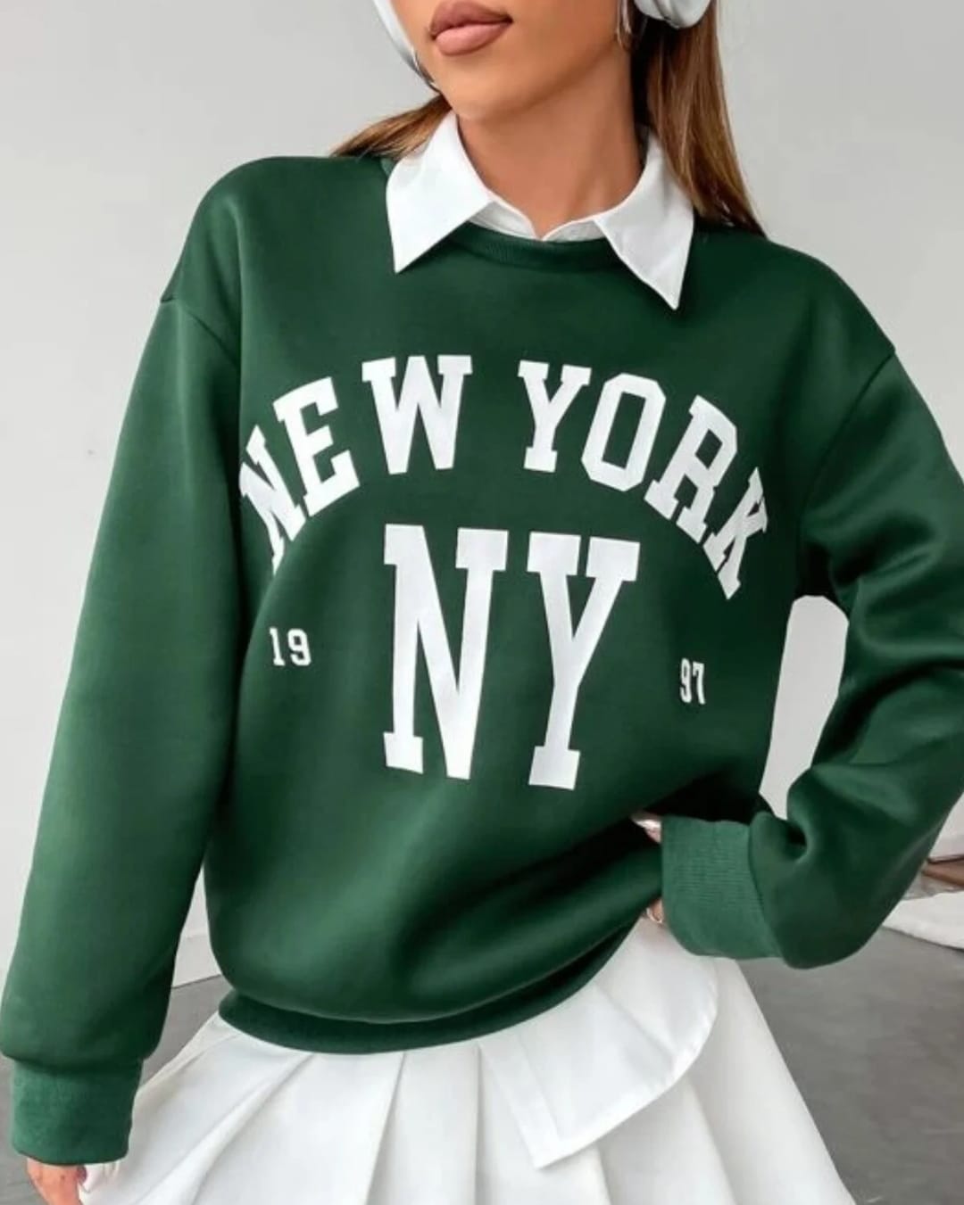 Φούτερ με Τριγωνική Λαιμόκοψη και Ενσωματωμένο Γιακά - "Preppy Insert Sweat" - AD