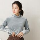 Βελούδινη Μπλούζα , ζιβάγκο Απαλή πολυτέλεια : Το βελούδο που αγκαλιάζει - "Velvet Whisper Turtleneck" - LO