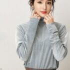 Βελούδινη Μπλούζα , ζιβάγκο Απαλή πολυτέλεια : Το βελούδο που αγκαλιάζει - "Velvet Whisper Turtleneck" - LO