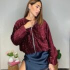 Bomber τζάκετ με φερμουάρ , καλυμμένο με παγιέτες , φόδρα - "Electric Glimmer Bomber" - LO