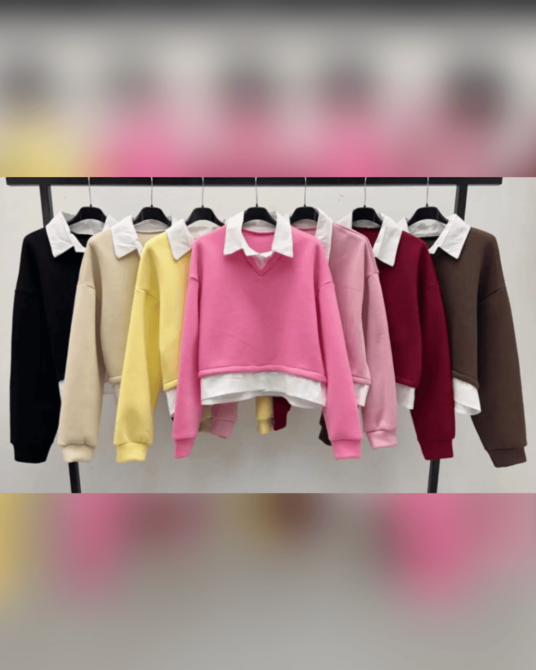 Μπλούζα "Διπλή Υφή" με γιακά και τελείωμα πουκαμίσου - "Layered Ease Sweatshirt" - LO