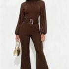 Ολόσωμη φόρμα με διαφάνειες στα μανίκια και λαιμό , λάμψη ασημένια στρας στη ζώνη , Η βασίλισσα της νύχτας δεν χρειάζεται στέμμα - Crystal Reign - LO