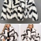 Οικολογική γούνα σε animal print με statement γιακά , τσέπες - Το animal print αποκτά χαρακτήρα - Wild Code - LO