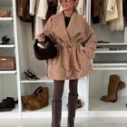 Μπουκλέ Παλτό με Μεγάλο Γιακά , Κουμπιά και Ζώνη - Αγκαλιά Ζεστασιάς - '' Bouclé Belle '' - LO