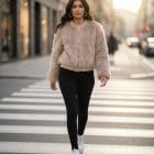 Μπουφάν Bomber με Φερμουάρ Δερμάτινες μανσέτες & Τελείωμα - "Faux Fur Bomber Jacket with Leather Trim" - LO