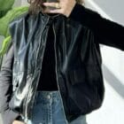 Δερμάτινο γιλέκο τύπου bomber , διακοσμητικές τσέπες , φερμουάρ - SELVE - AD