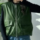 Δερμάτινο γιλέκο τύπου bomber , διακοσμητικές τσέπες , φερμουάρ - SELVE - AD