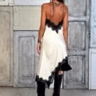 Lingerie Φόρεμα με Δαντέλα , Ασύμμετρο Τελείωμα και Τιράντες - GENAS - AD