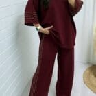 Σετ Φόρμα , διακοσμητικές χρυσές ρίγες "Golden Ease" – Casual Στυλ με Λάμψη - AD