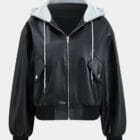 Δερμάτινο Μπουφάν με Κουκούλα Φούτερ – Streetwear με Στυλ - JENA - AD