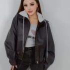 Δερμάτινο Μπουφάν με Κουκούλα Φούτερ – Streetwear με Στυλ - JENA - AD