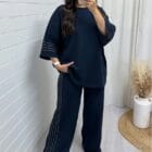 Σετ Φόρμα , διακοσμητικές χρυσές ρίγες "Golden Ease" – Casual Στυλ με Λάμψη - AD