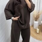 Σετ Φόρμα , διακοσμητικές χρυσές ρίγες "Golden Ease" – Casual Στυλ με Λάμψη - AD