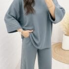 Σετ Φόρμα , διακοσμητικές χρυσές ρίγες "Golden Ease" – Casual Στυλ με Λάμψη - AD