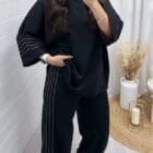 Σετ Φόρμα , διακοσμητικές χρυσές ρίγες "Golden Ease" – Casual Στυλ με Λάμψη - AD