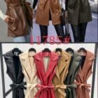 Μακρύ Γιλέκο από Δερματίνη με Ζώνη – Ιδανικό για Φθινόπωρο / Χειμώνα - "Bold Moves in Leather " - LO