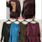 Μίνι φόρεμα , ανοιχτή πλάτη , λοξή λαιμόκοψη , μανίκια φαρδία με στενούς καρπούς - "Backless Stories" - LO