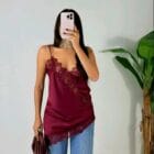 Lingerie , τιράντες & λοξή δαντέλα - "Lace Whispers: Asymmetric Elegance in Motion" - LO