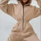 Φούτερ Φόρμα : Ζεστασιά & Streetwear Διάθεση , Κουκούλα , Φερμουάρ - "Hooded Fleece Jumpsuit for Everyday Ease" - LO