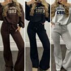 Σετ φόρμας με φούτερ τύπου bomber και παντελόνι σε Α γραμμή με κορδόνι - '' Athleisure Elegance '' - LO