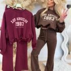 Σετ φόρμας με φούτερ τύπου bomber και παντελόνι σε Α γραμμή με κορδόνι - '' Athleisure Elegance '' - LO