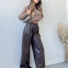 Ψηλόμεση Δερμάτινη Παντελόνα , Λάστιχο , κορδόνι - '' Power Elegance '' - LO