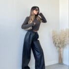 Ψηλόμεση Δερμάτινη Παντελόνα , Λάστιχο , κορδόνι - '' Power Elegance '' - LO