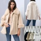 Oversize Παλτό με Συνθετική Γούνα , Γούνινος Γιακάς & Μανσέτες - '' Faux Fur Oversize Coat ''- LO