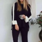 Ριπ σετ με λευκή ρίγα στο πλάι και άνοιγμα χαμηλά - Η ρίγα που επιμηκύνει τη σιλουέτα - “Side Line Flow” - LO-