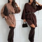 Φόρεμα με φαρδιά μανίκια και δική του ζώνη - '' Luna Belt Dress '' - LO