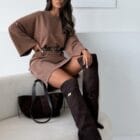 Φόρεμα με φαρδιά μανίκια και δική του ζώνη - '' Luna Belt Dress '' - LO