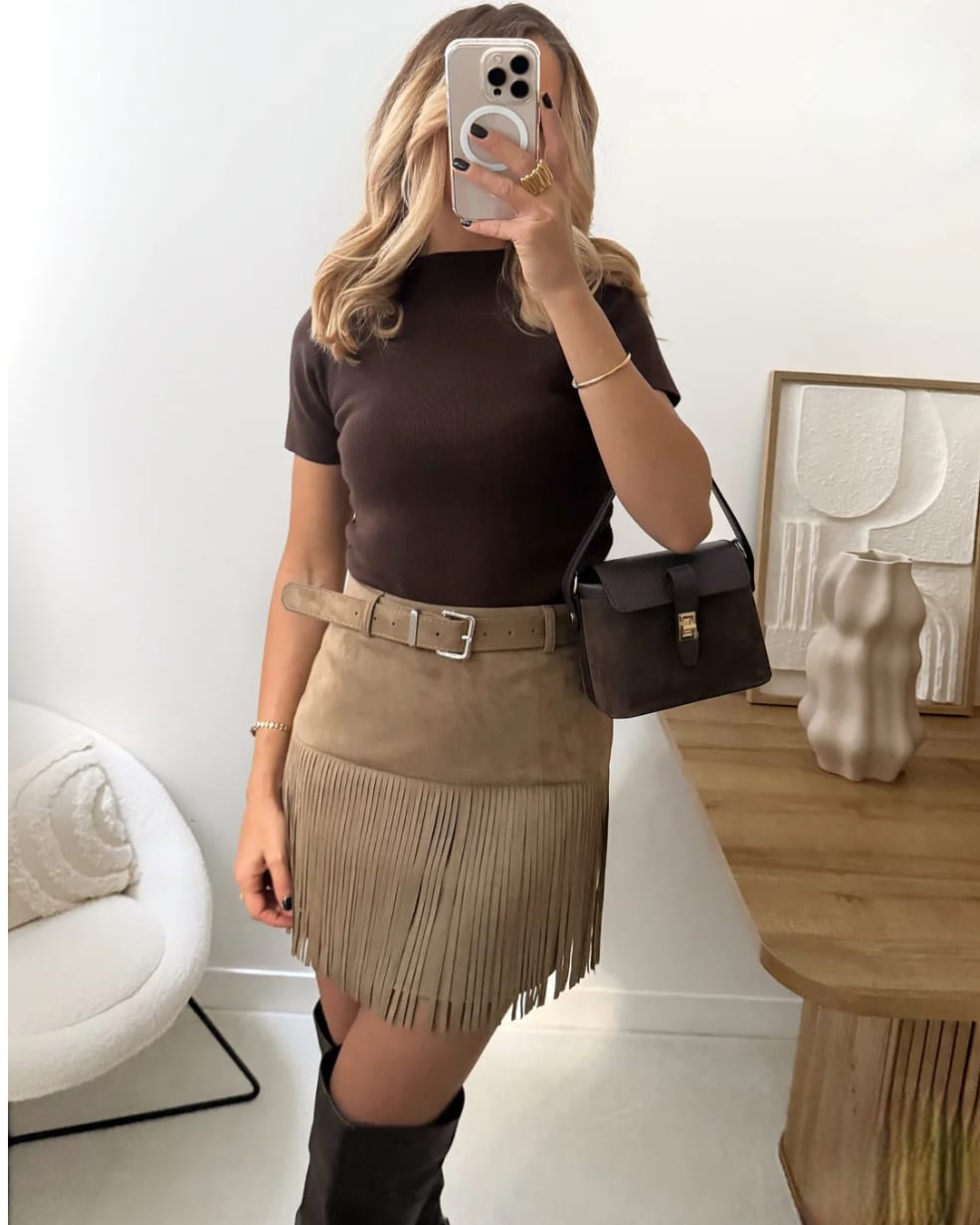 Σορτς - Φούστα με Κρόσσια & Ζωνάκι - '' Maya Skort '' - AD