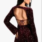 ολόσωμο σορτς με παγιέτες , μακρυμάνικο με ανοιχτή πλάτη - '' Shine bright, own the night '' - LO