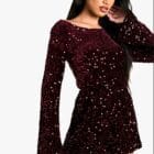 ολόσωμο σορτς με παγιέτες , μακρυμάνικο με ανοιχτή πλάτη - '' Shine bright, own the night '' - LO