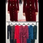 Φόρεμα Βελούδινο , χρυσά κουμπιά , ζώνη με χρυσή διακοσμητική αγκράφα - Το Φόρεμα της Πολυτέλειας - '' Luxury Velvet with Golden Accents '' - LO