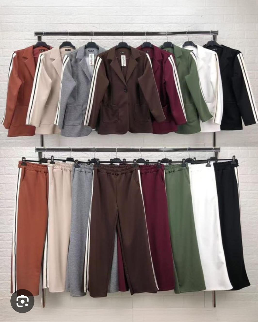 Γυναικείο Σετ Σακάκι & Παντελόνι με Λευκή Πλαϊνή Ρίγα - Side Line Chic Suit - LO