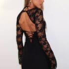 Μίνι φόρεμα με δαντελένια μανίκια & κορδόνια κορσέ στην πλάτη - Corset Lace Mini Dress - LO