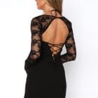 Μίνι φόρεμα με δαντελένια μανίκια & κορδόνια κορσέ στην πλάτη - Corset Lace Mini Dress - LO