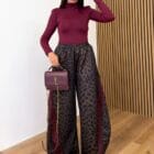 Γυναικείο παντελόνι animal print με χρωματιστές ρίγες στο πλάι – μοντέρνο και άνετο - “Wild Stripes Pants” - AD