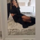 Γυναικείο Μίντι Φόρεμα με Στρογγυλή Λαιμόκοψη , Αγκράφα , Σούρα & Σκίσιμο στη Μία Πλευρά - ''Structured Grace Dress'' - LO