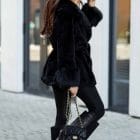 Κομψή γούνα με ζώνη και γούνινες μανσέτες & Γιακά - ''Aria Elegance'' - AD